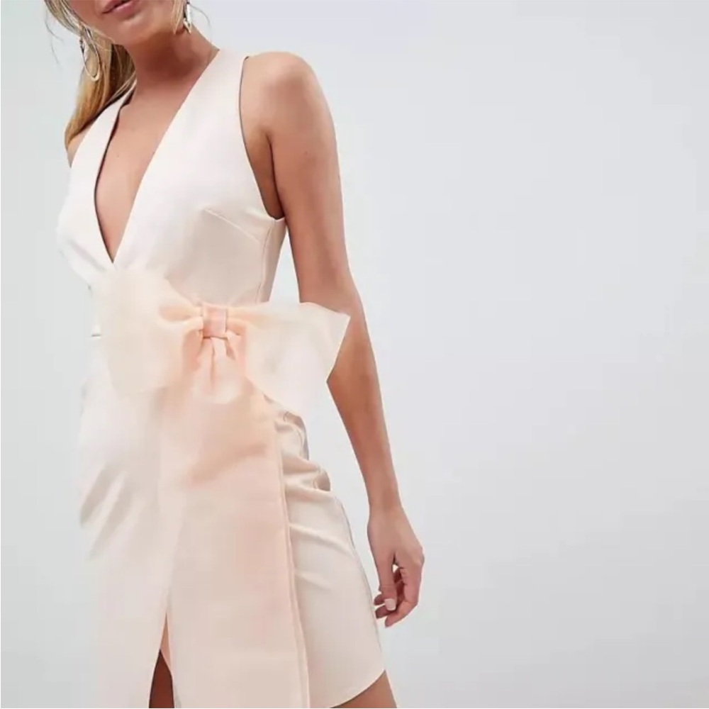 ASOS peach bow dress size 10 U.S. new with tags
